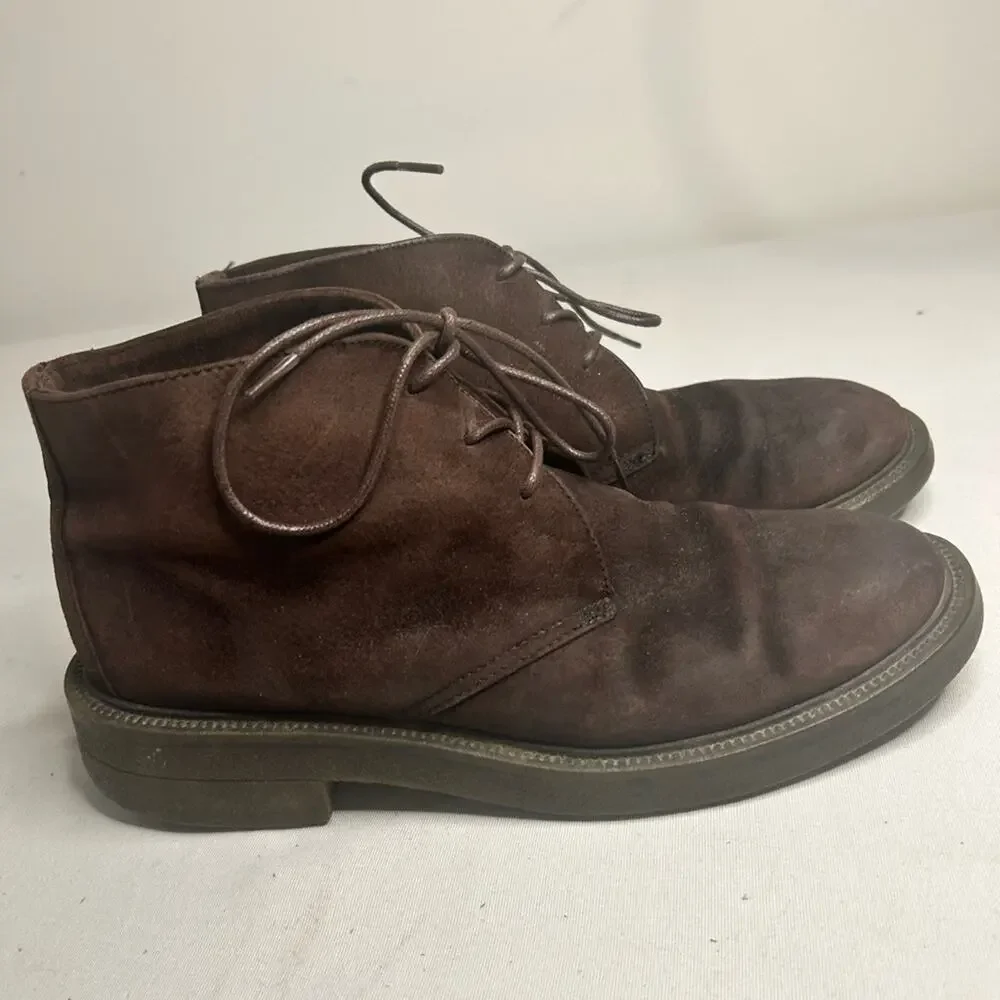 Roots Canada men’s chukka lace up boot distressed suede chocolate brown. Size 14